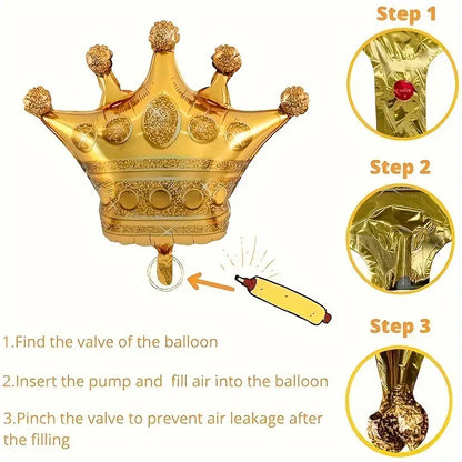 8pcs Crown Balloons Golden