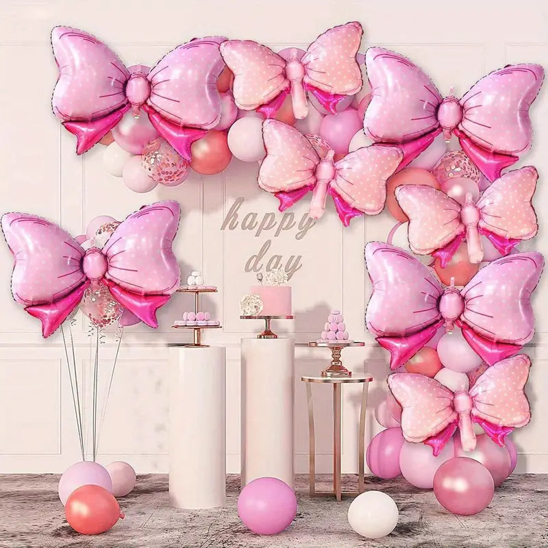 10pcs Bow Balloon Bowtie Pink