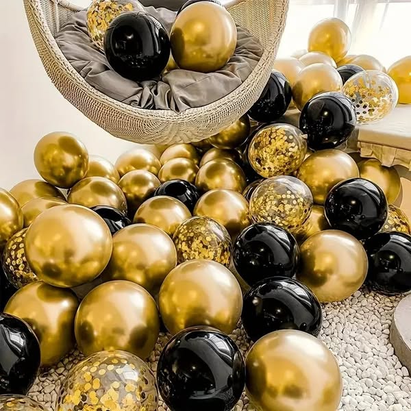 16pcs Black Metallic Sequin Balloons