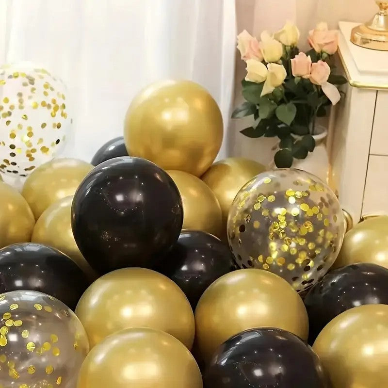 16pcs Black Metallic Sequin Balloons