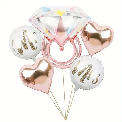 5pcs Diamond Ring Foil Balloon Set