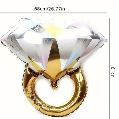 4pcs Sparkling Giant diamond ring balloon set  Alum Foil