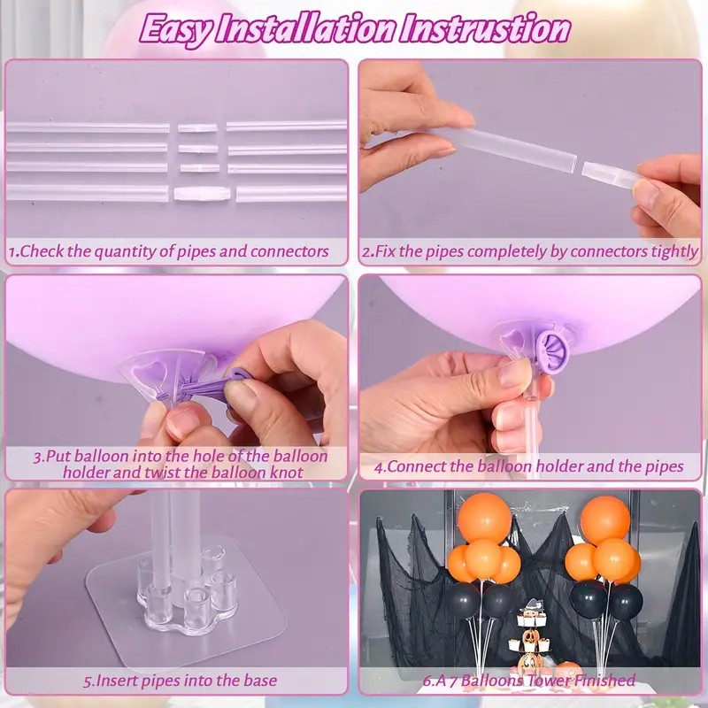 6sets Table Balloon Stand Kit, Desktop Balloon Holder