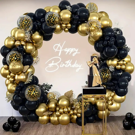 140pcs Black and Golden Latex Balloon