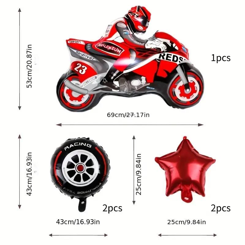 5pcs Motorcycle & Racing Theme Foil Balloon Set bundle