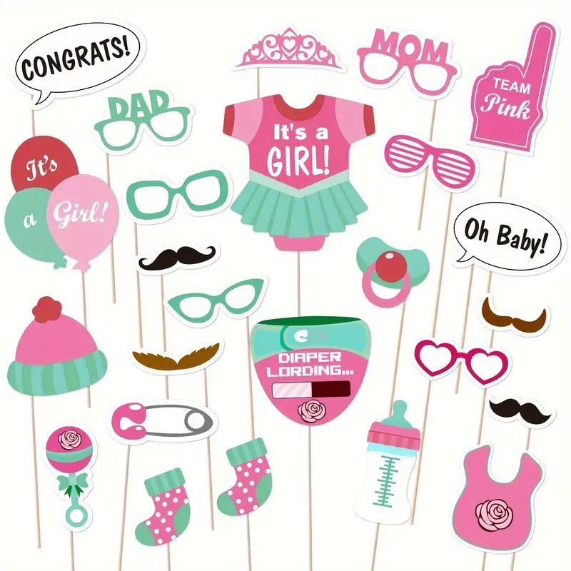 25pcs Blue Party photobooth Props Set- Gender Reveal