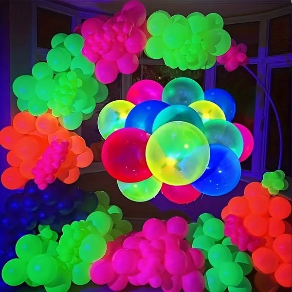 20 Pack, 12-Inch Colorful Fluorescent Neon Balloons,